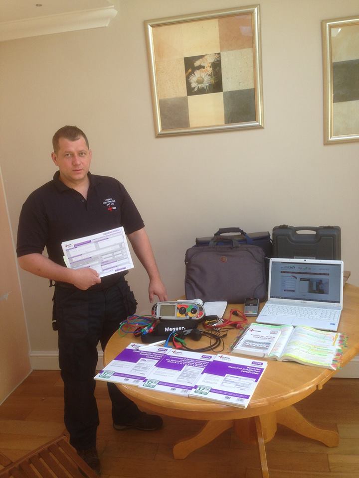 Electrician with his accreditations